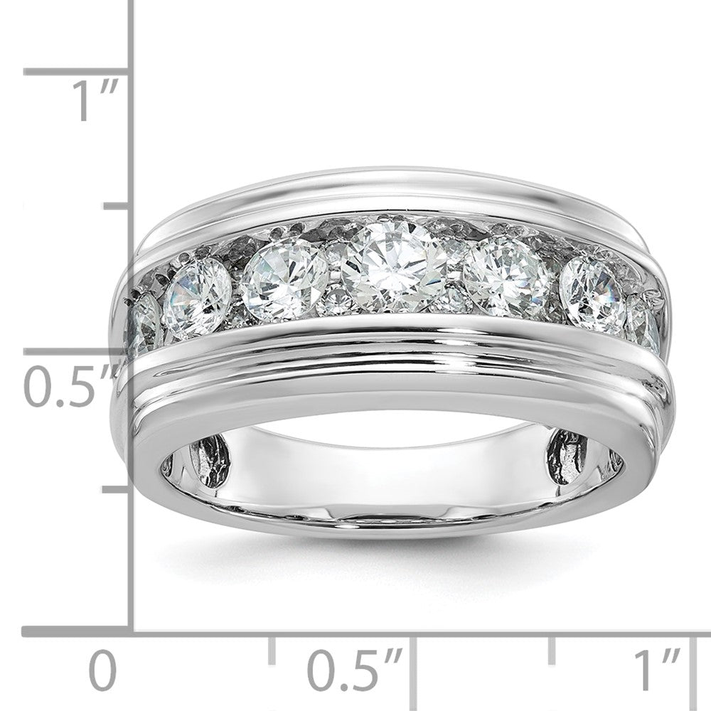 14k White Gold IBGoodman Men's Polished and Grooved Ring Mounting