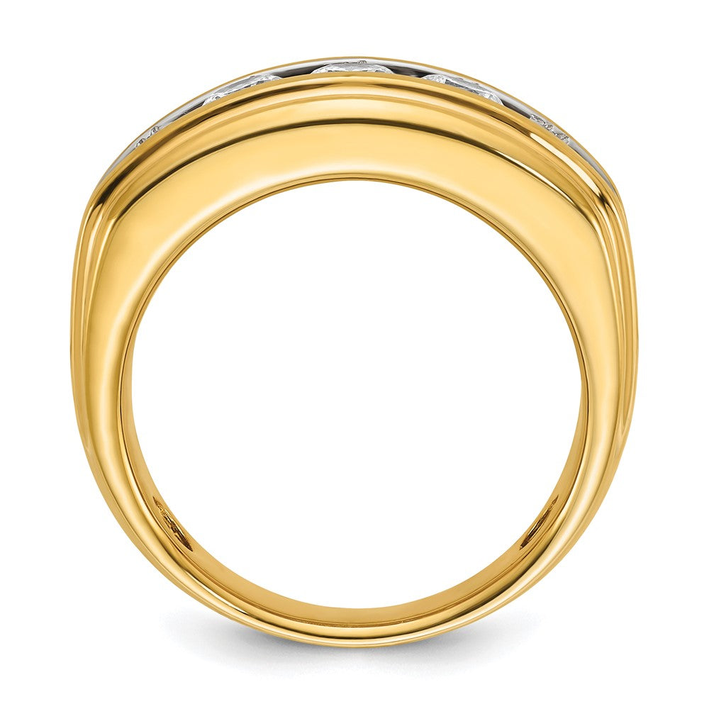 14k w/ White RH IBGoodman Men's Polished & Grooved Diamond Ring