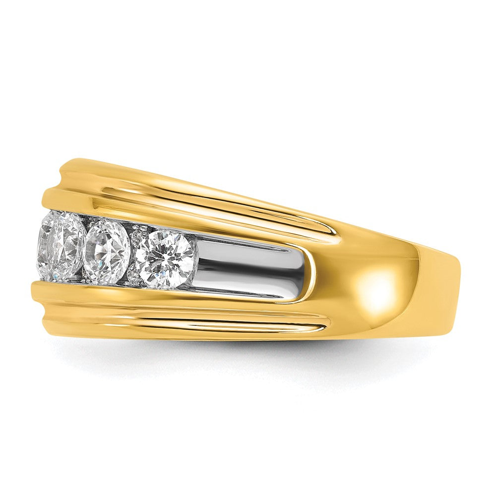 14k w/ White RH IBGoodman Men's Polished & Grooved Diamond Ring