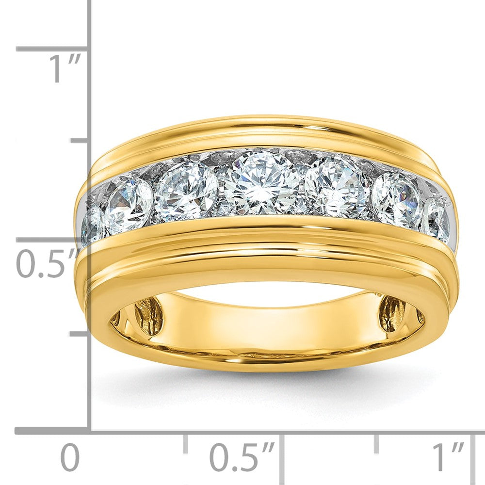 14k w/ White RH IBGoodman Men's Polished & Grooved Diamond Ring
