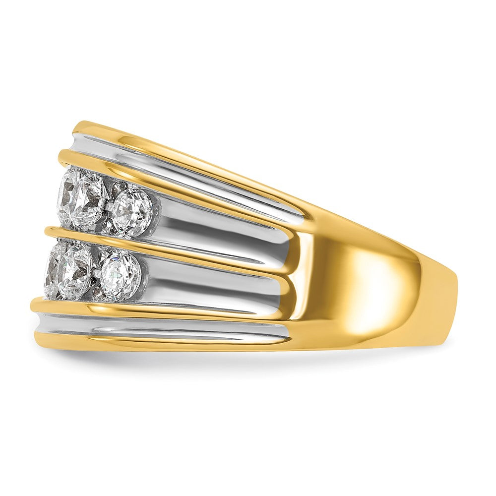 14k IBGoodman Men's Polished and Grooved 2-Row Ring Mounting