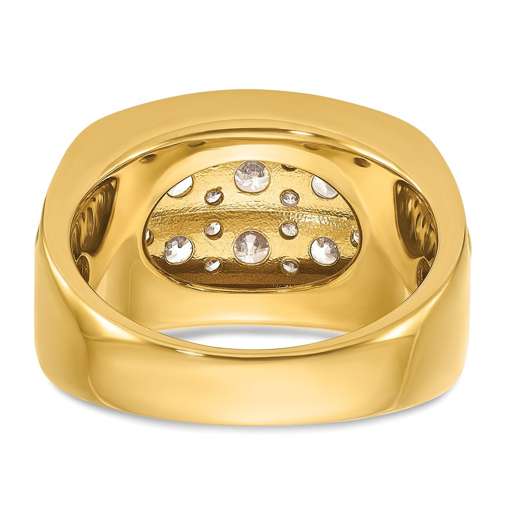 14k w/ White RH IBGoodman Men's Polish/Grooved 2-Row Dia Ring