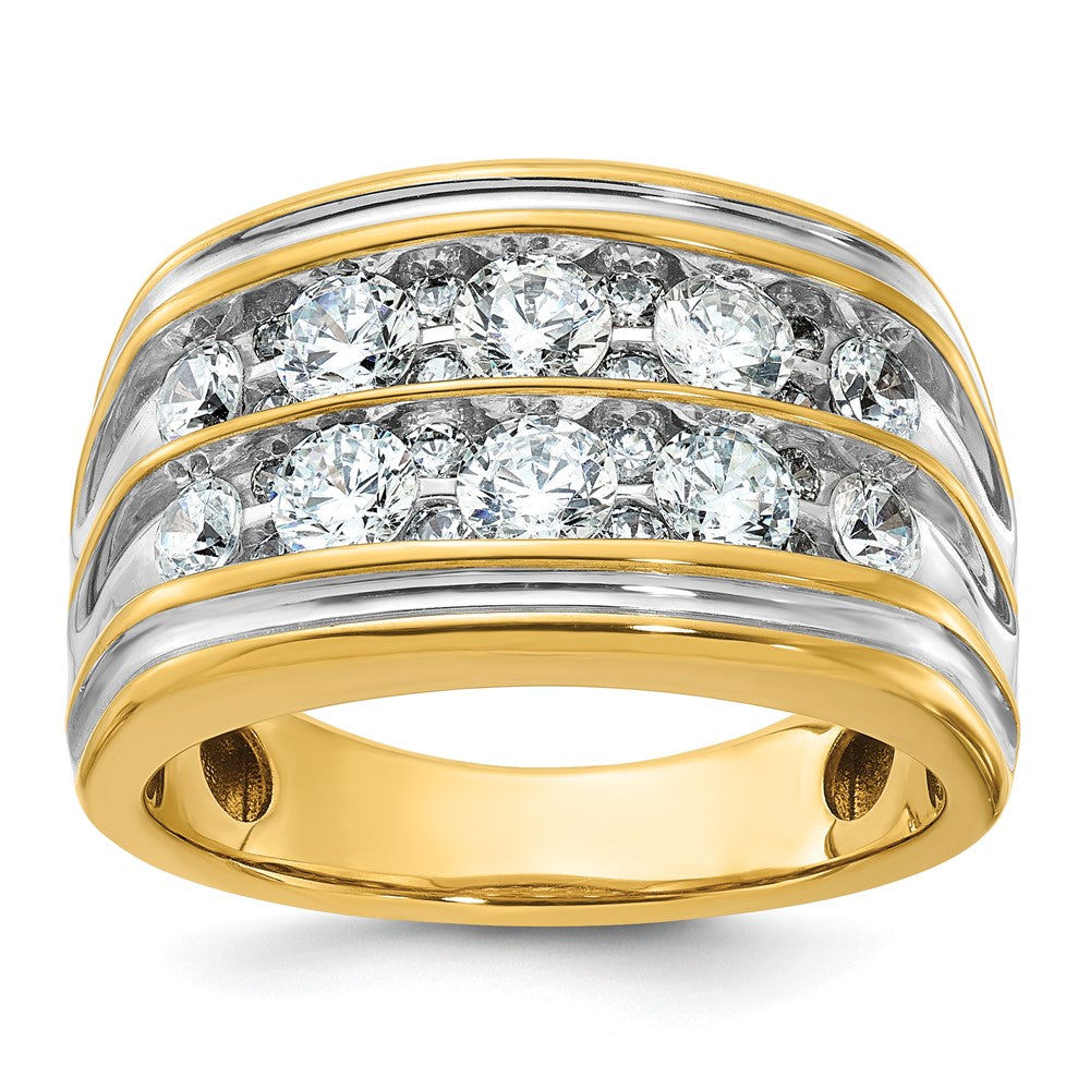 14k IBGoodman Men's Polished and Grooved 2-Row Ring Mounting