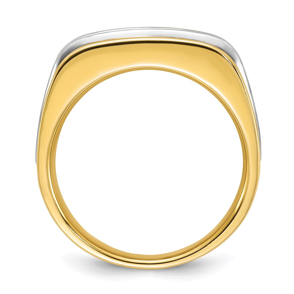 14k Two-tone IBGoodman Men's Polished and Satin 3-Stone Ring Mounting