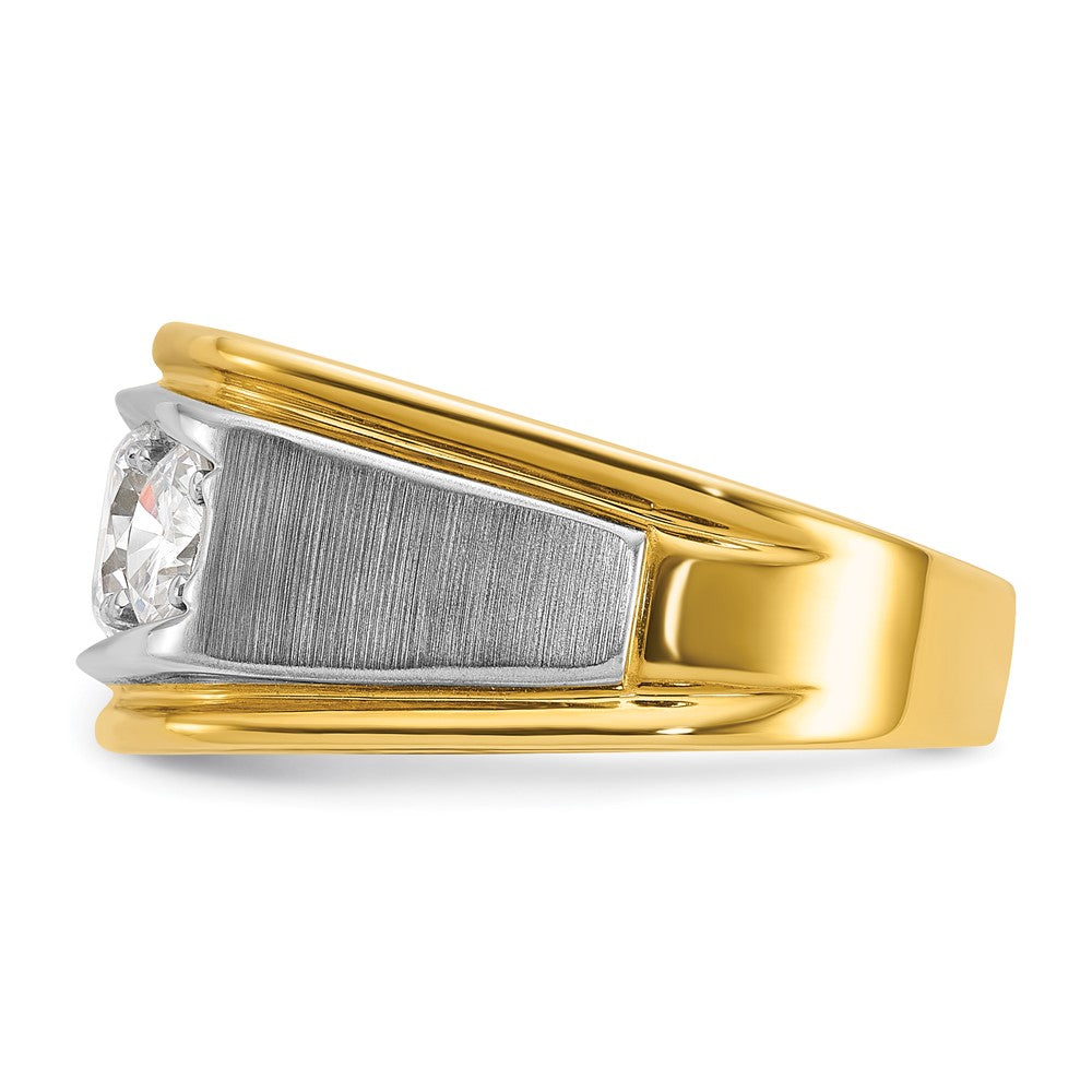 14k Two-tone IBGoodman Men's Polished and Satin 3-Stone Ring Mounting