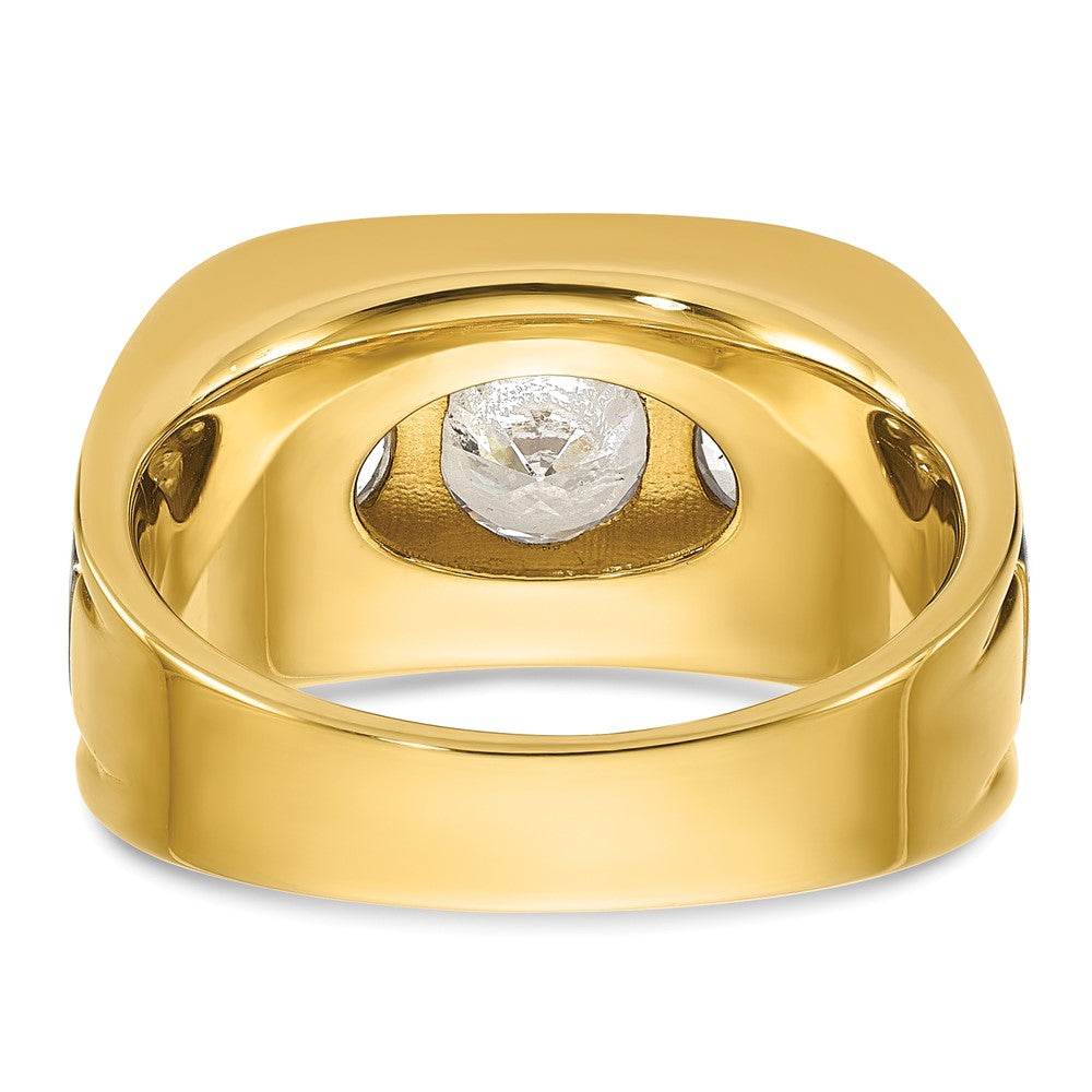 14k Two-tone IBGoodman Men's Polished and Satin 3-Stone Ring Mounting