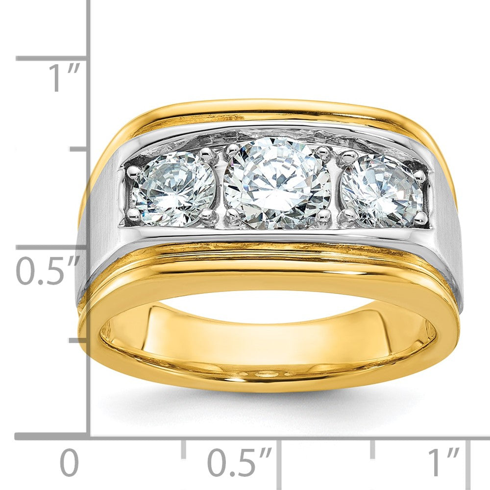 14k Two-tone IBGoodman Men's Polished and Satin 3-Stone Ring Mounting