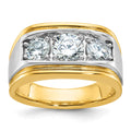 14k Two-tone IBGoodman Men's Polished and Satin 3-Stone Ring Mounting