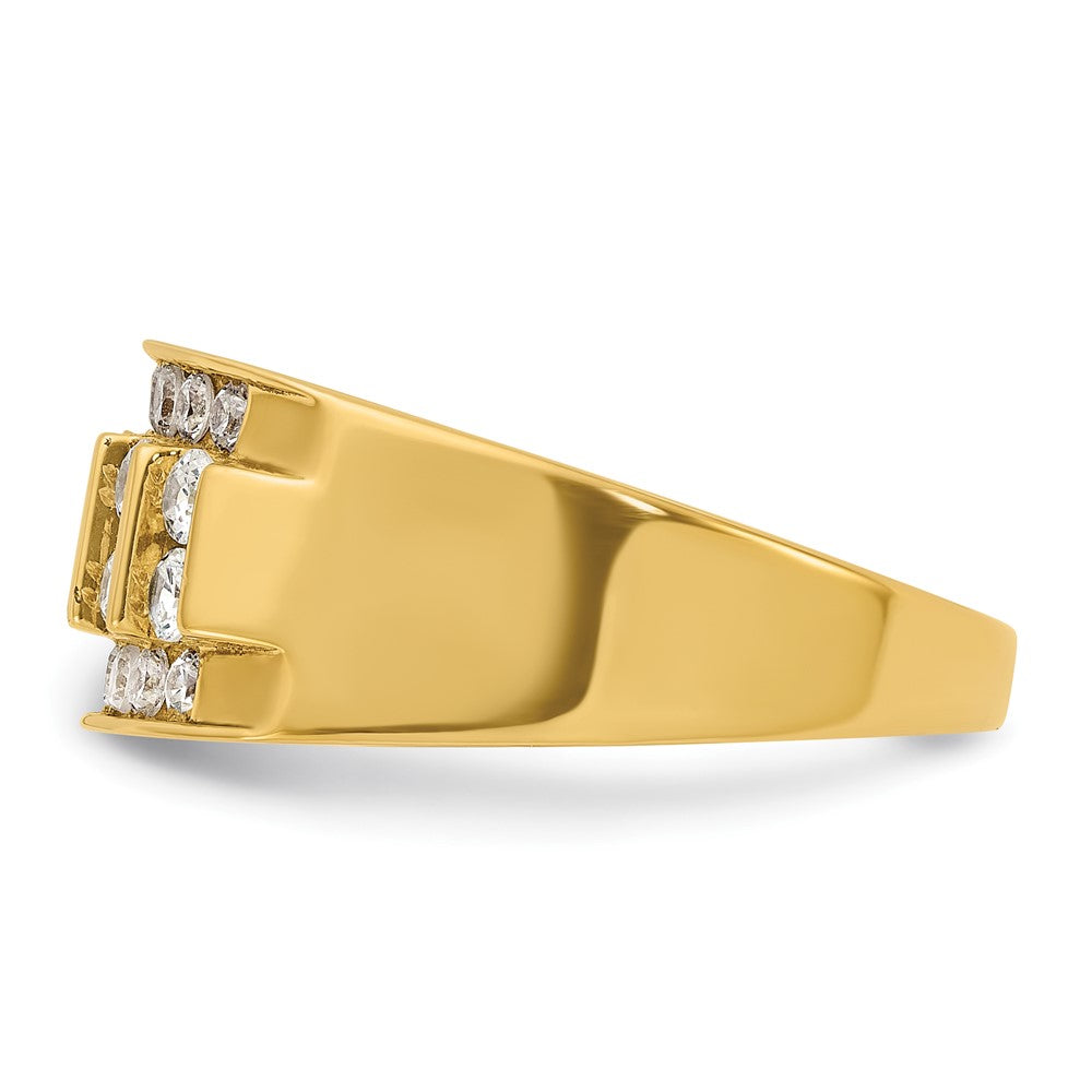 14k IBGoodman Men's Polished 4-Row 1 Carat Diamond Ring