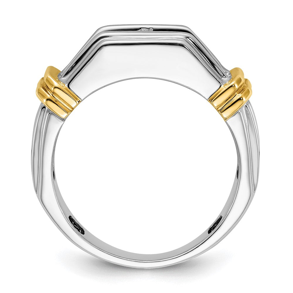 14k Two-tone 5 Stone Polished and Grooved Men's Ring Mounting