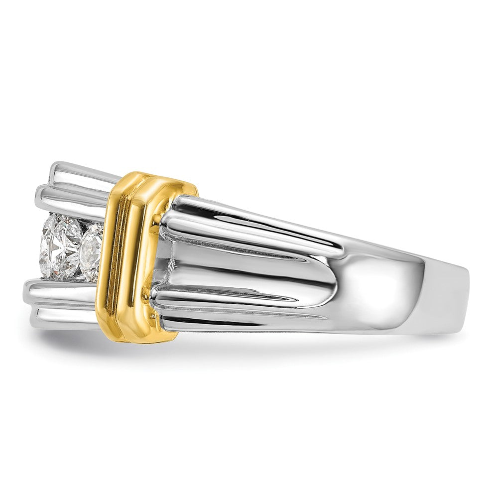 14k Two-tone 5 Stone Polished and Grooved Men's Ring Mounting
