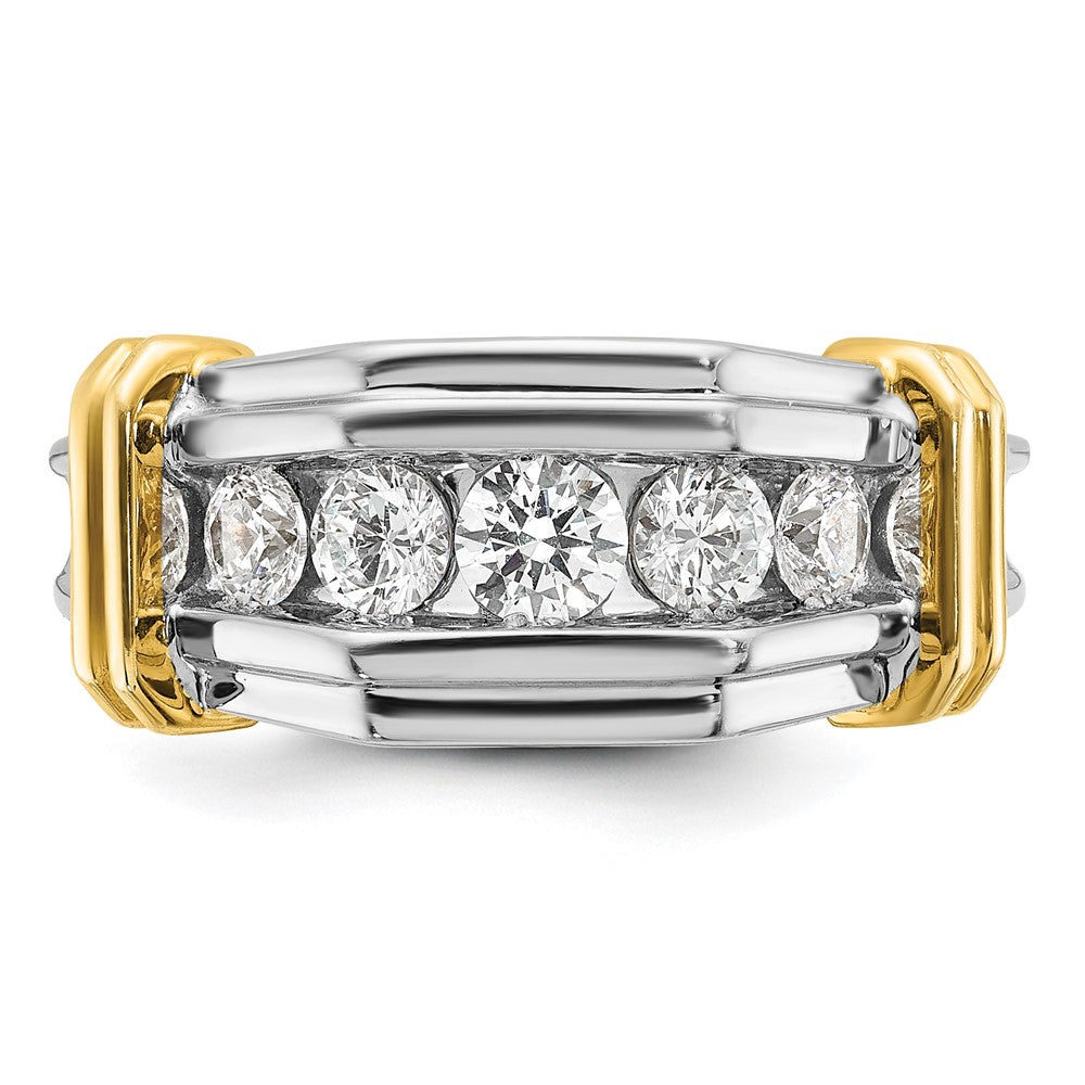 14k Two-tone 5 Stone Polished and Grooved Men's Ring Mounting