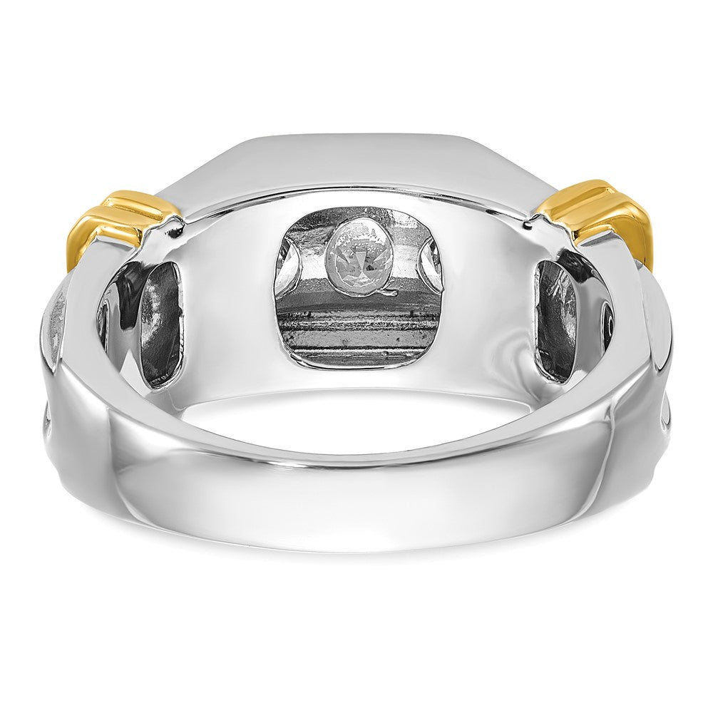 14k Two-tone 5 Stone Polished and Grooved Men's Ring Mounting