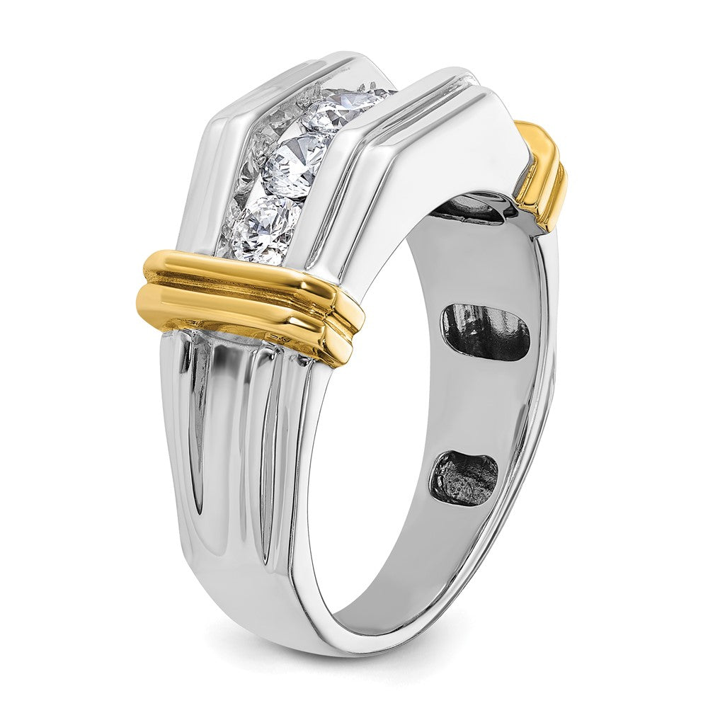 14k Two-tone 5 Stone Polished and Grooved Men's Ring Mounting