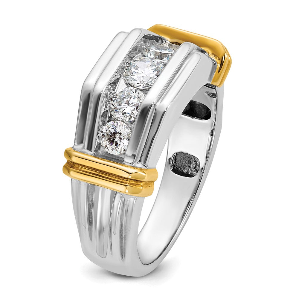 14k Two-tone IBGoodman Men's Polished & Grooved 5-Stone Dia Ring