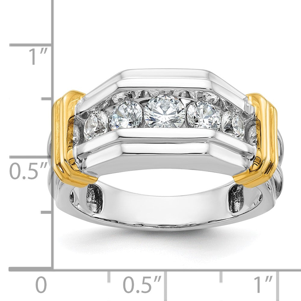 14k Two-tone IBGoodman Men's Polished & Grooved 5-Stone Dia Ring