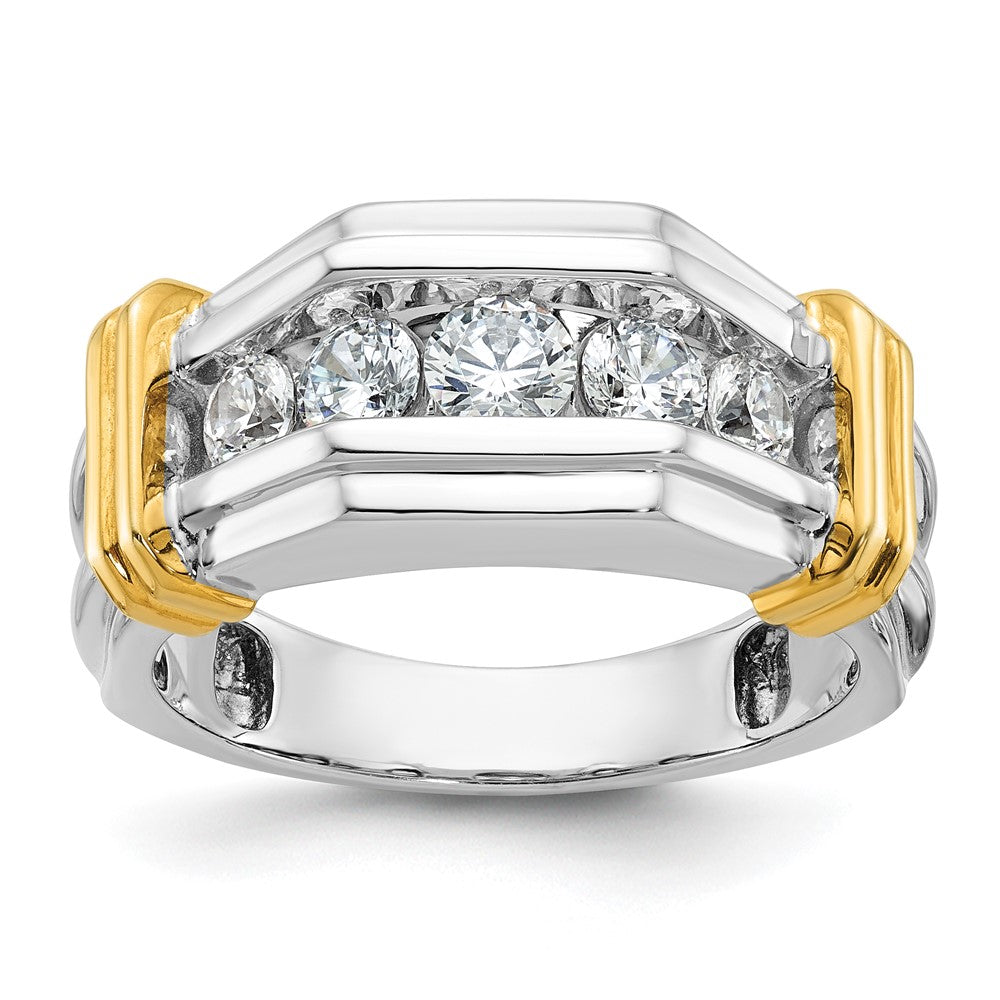14k Two-tone 5 Stone Polished and Grooved Men's Ring Mounting