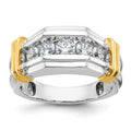 14k Two-tone 5 Stone Polished and Grooved Men's Ring Mounting