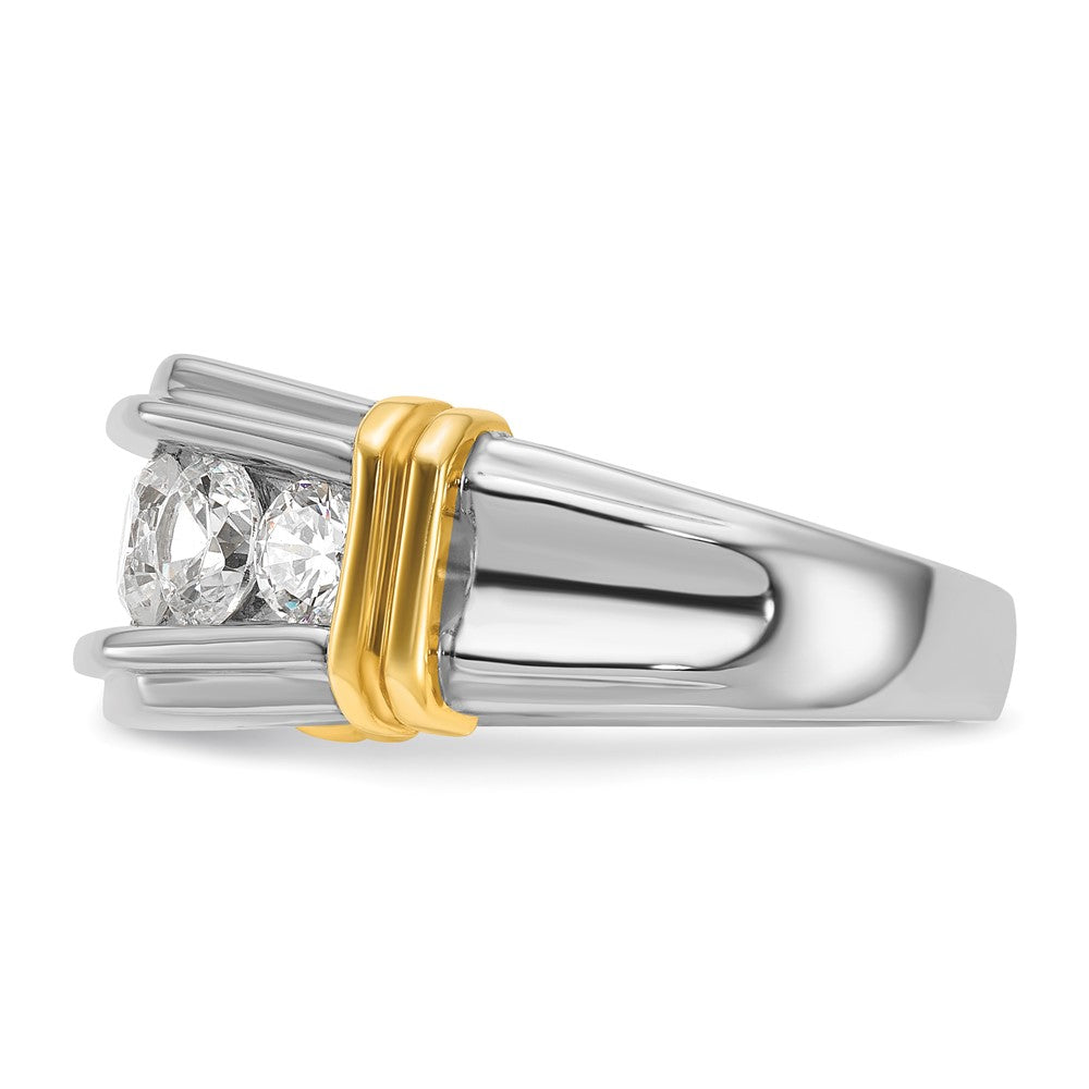 14ktt IBGoodman Men's Polished & Grooved 5-Stone Diamond Ring