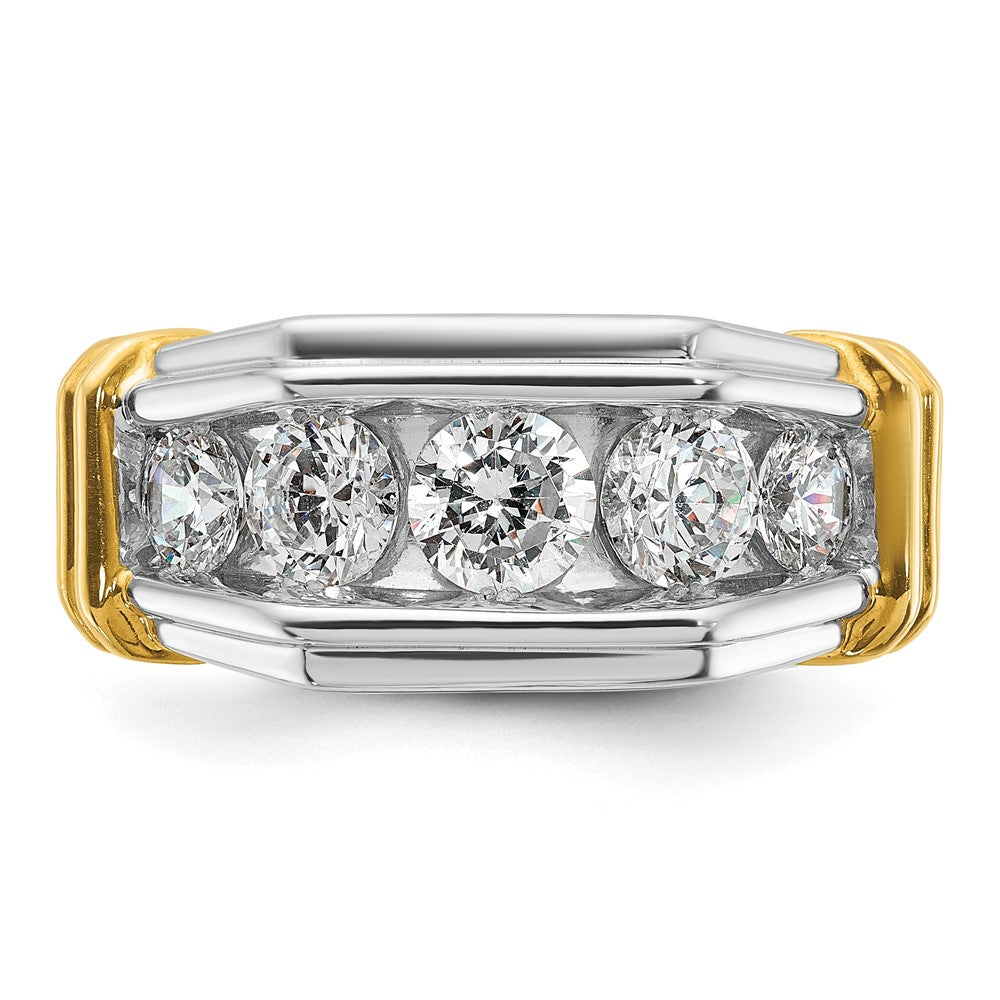 14ktt IBGoodman Men's Polished & Grooved 5-Stone Diamond Ring