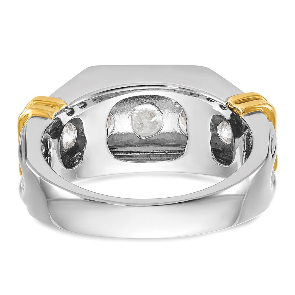 14ktt IBGoodman Men's Polished & Grooved 5-Stone Diamond Ring