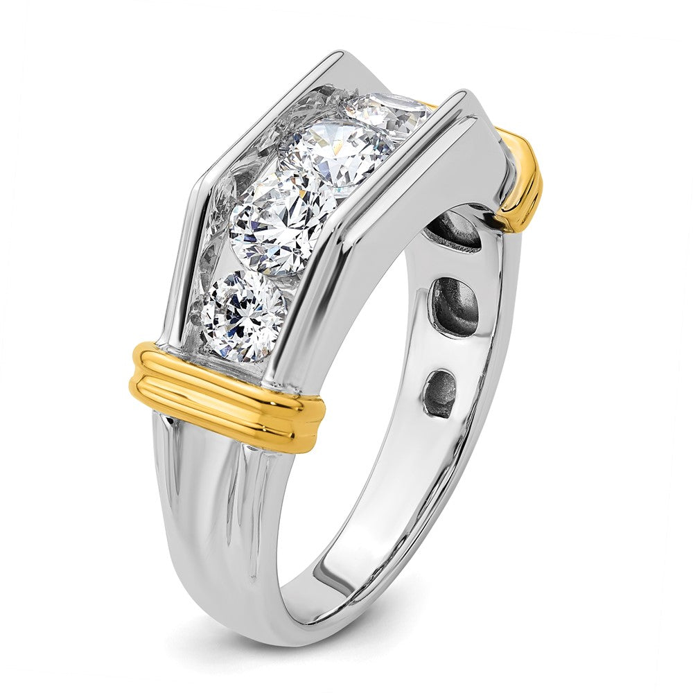 14k Two-tone IBGoodman Men's Polished & Grooved 5-Stone Ring Mtg