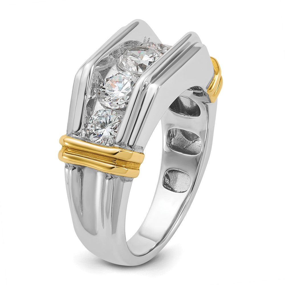 14k Two-tone IBGoodman Men's Polished & Grooved 5-Stone Ring Mtg