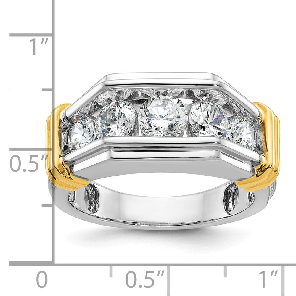 14ktt IBGoodman Men's Polished & Grooved 5-Stone Diamond Ring
