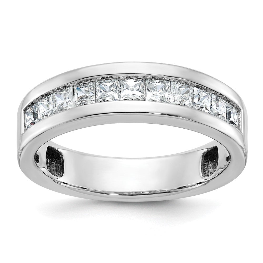 14k White Gold IBGoodman Men's Polished Square 11-Stone Diamond Ring