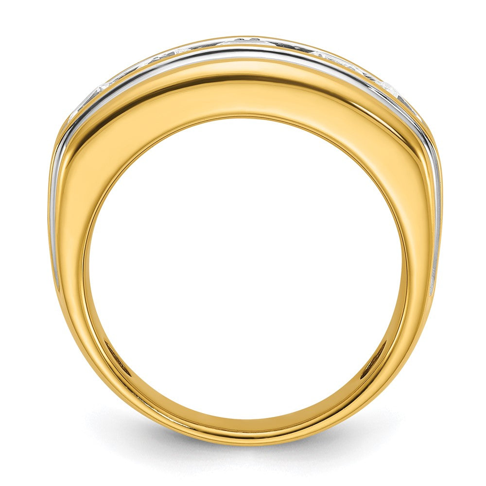 14k w/ White RH IBGoodman Men's Polished and Grooved Diamond Ring