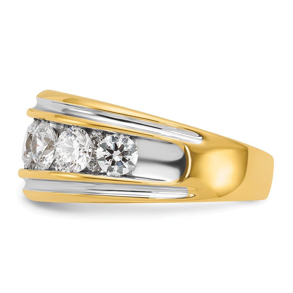 14k w/ White RH IBGoodman Men's Polished and Grooved Diamond Ring