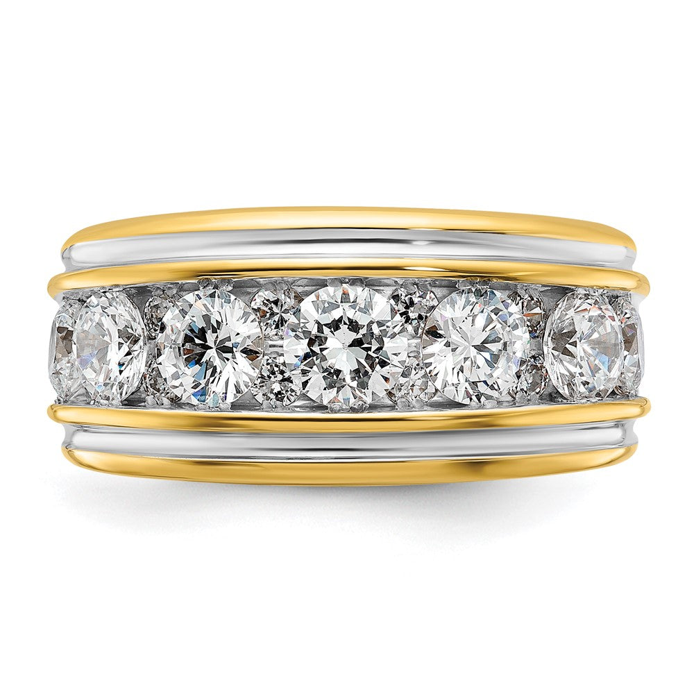14k w/ White RH IBGoodman Men's Polished and Grooved Diamond Ring