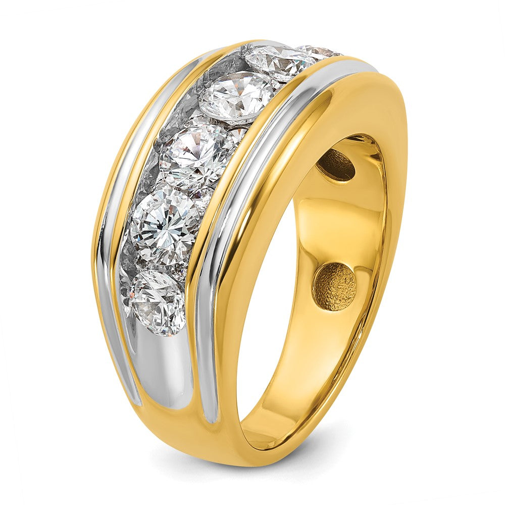14k w/ White RH IBGoodman Men's Polished and Grooved Diamond Ring