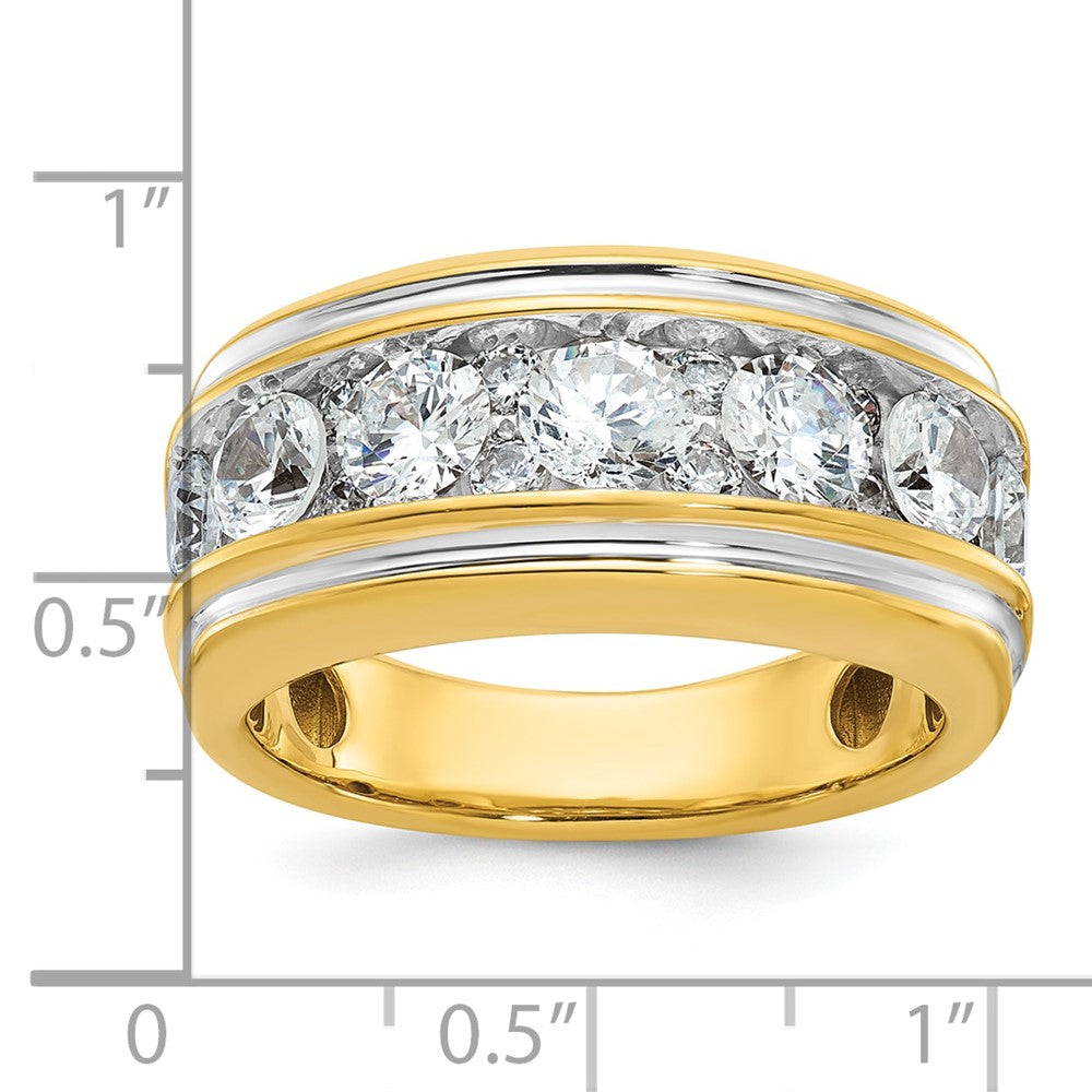 14k w/ White RH IBGoodman Men's Polished and Grooved Diamond Ring