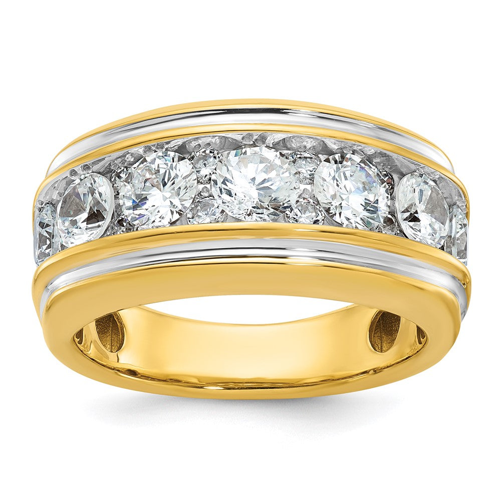 14k w/ White RH IBGoodman Men's Polished and Grooved Diamond Ring