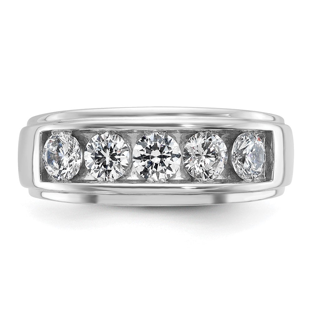 14kw IBGoodman Men's Polished & Grooved 5-Stone Diamond Ring