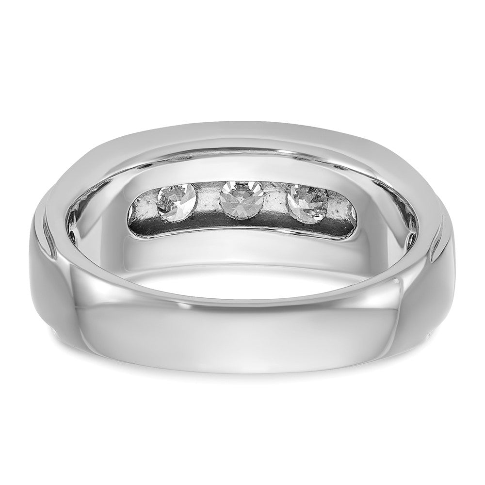 14k White Gold IBGoodman Men's Polished & Grooved 5-Stone Ring Mtg