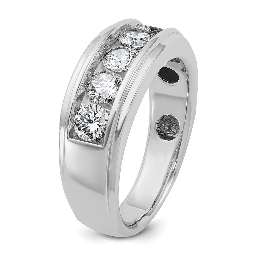 14kw IBGoodman Men's Polished & Grooved 5-Stone Diamond Ring