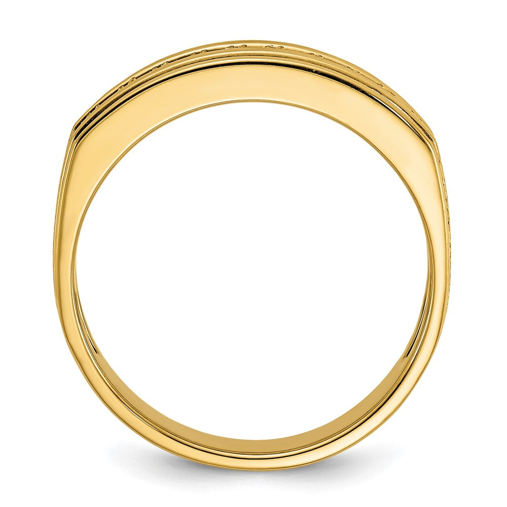 14k IBGoodman Men's Polished & Satin Square 10-Stone Diamond Ring