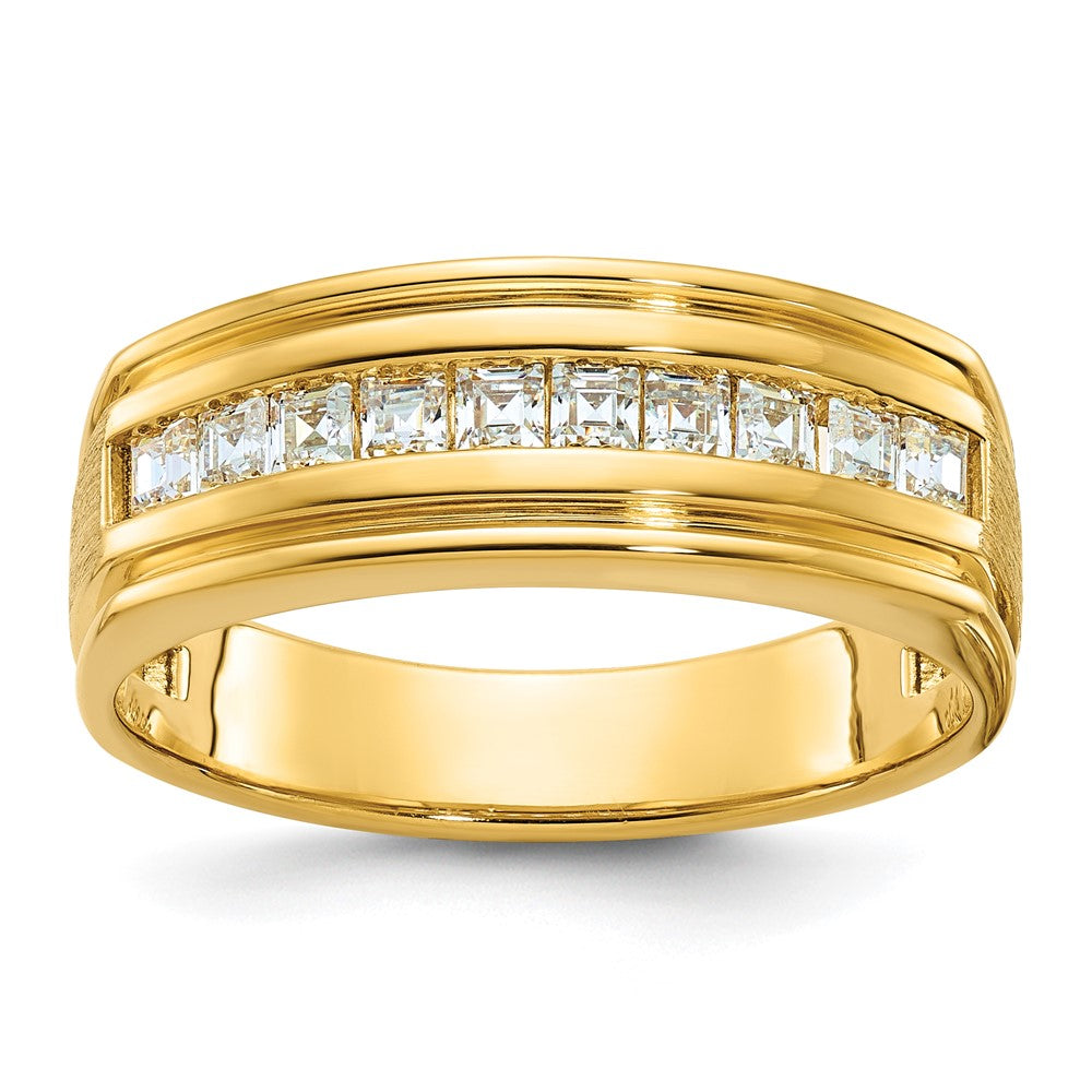 14k IBGoodman Men's Polished & Satin Square 10-Stone Ring Mounting