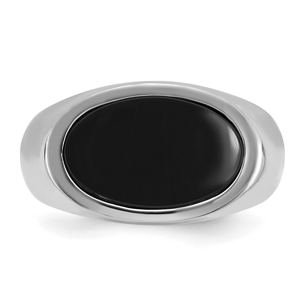 14k White Gold IBGoodman Men's East-West Oval Onyx Ring Mounting