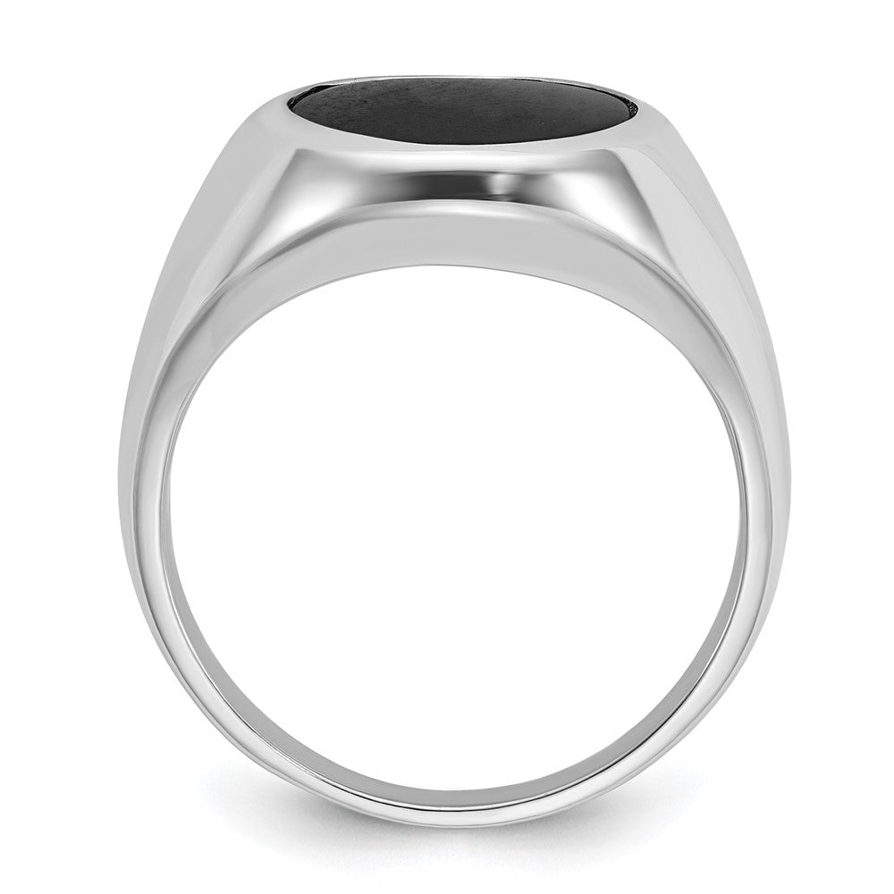 14k White Gold IBGoodman Men's Oval Onyx Complete Ring
