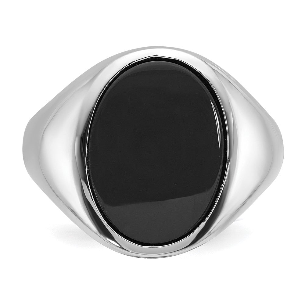 14k White Gold IBGoodman Men's Oval Gemstone Ring Mounting