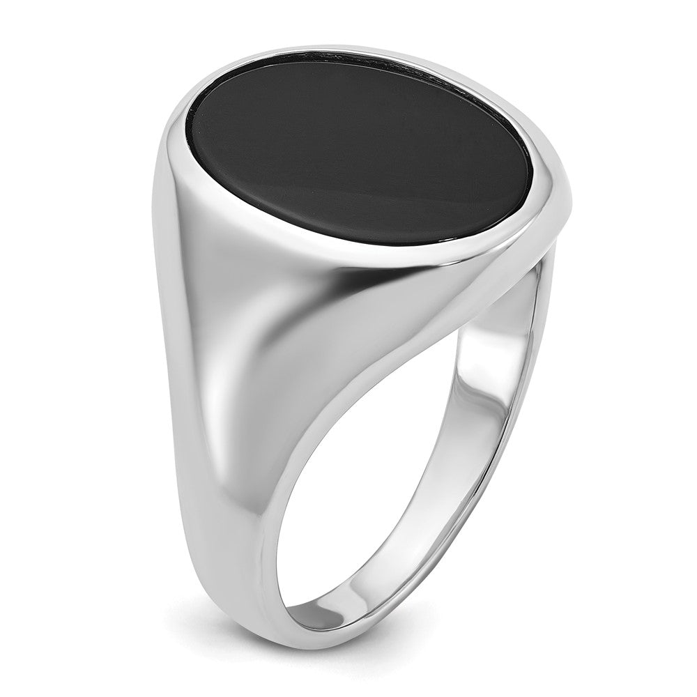 14k White Gold IBGoodman Men's Oval Gemstone Ring Mounting