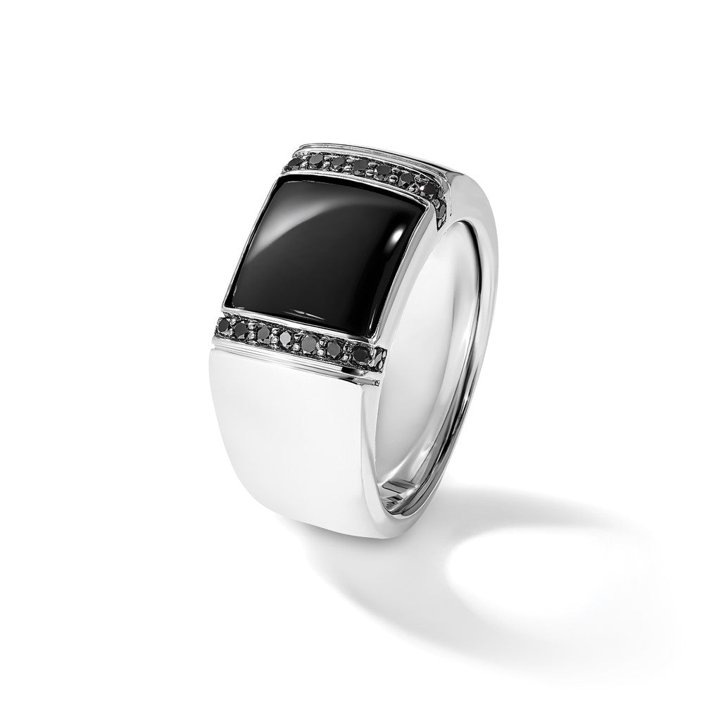 14k White Gold IBGoodman Men's Onyx and Diamond Ring Mounting