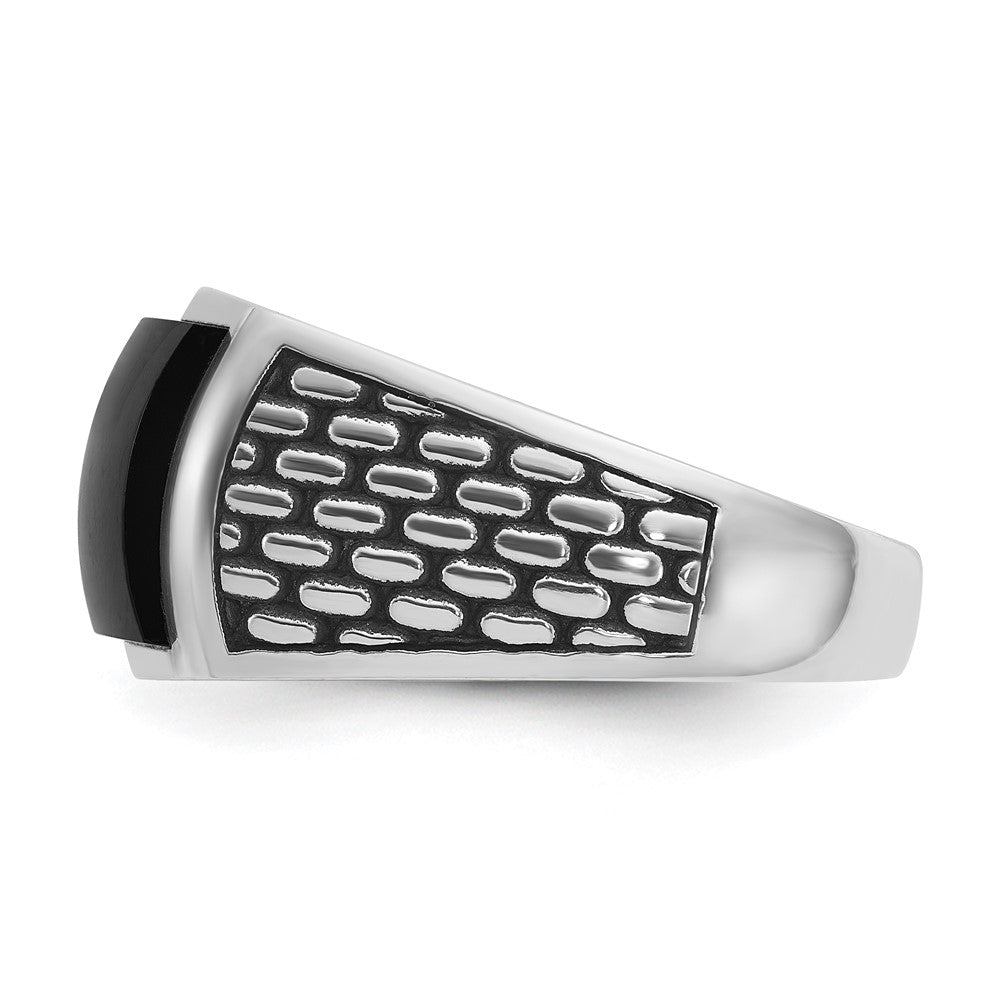 14kw w/ Black RH IBGoodman Men's Polished & Textured Onyx Ring
