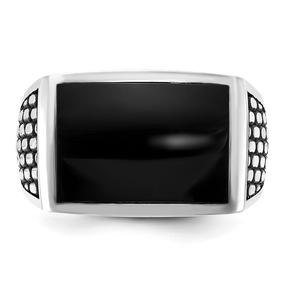 14k White Gold IBGoodman Men's Polished & Textured Ring Mounting