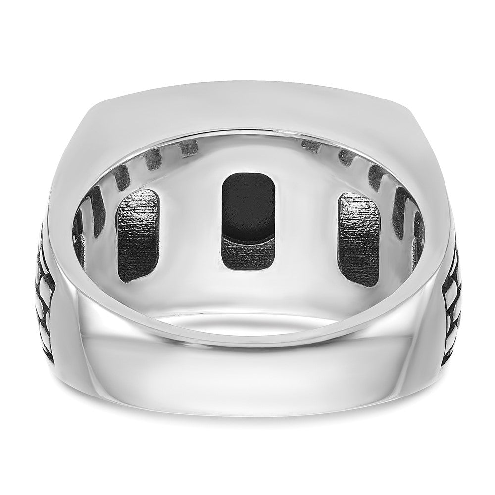 14kw w/ Black RH IBGoodman Men's Polished & Textured Onyx Ring