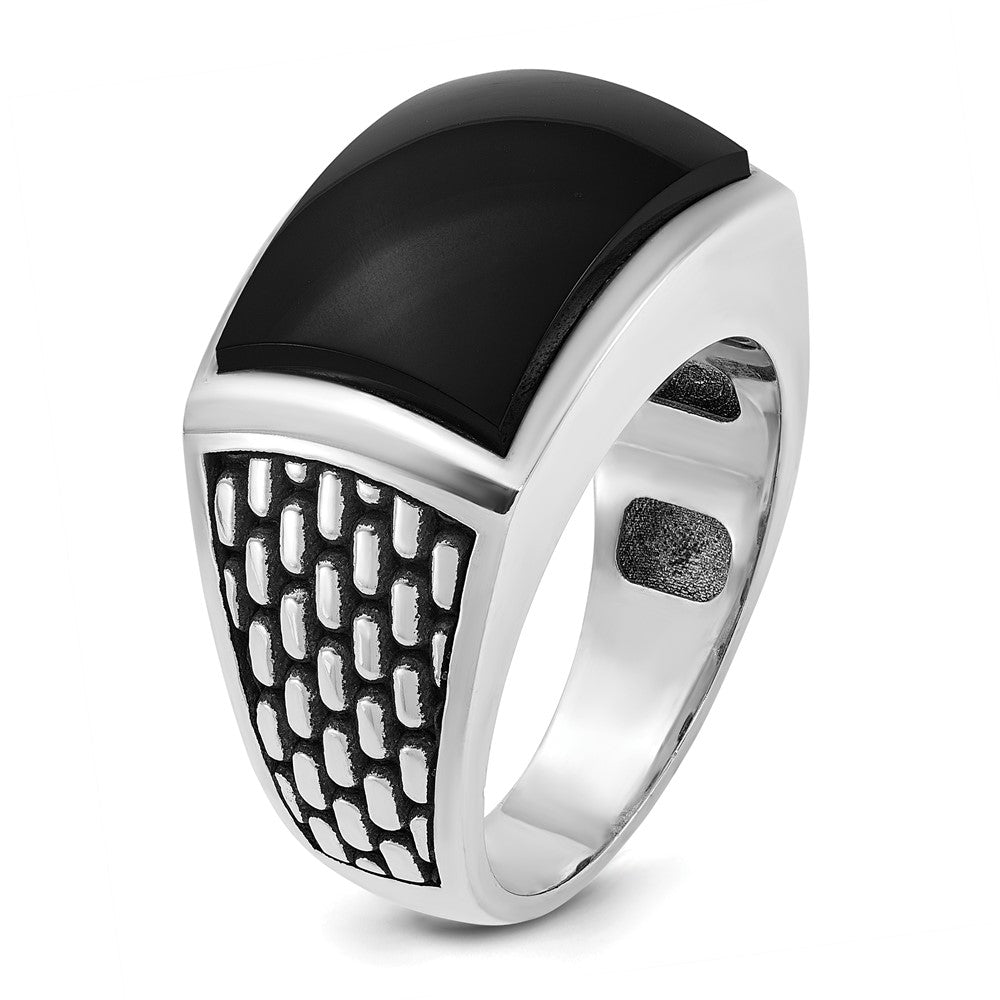 14k White Gold IBGoodman Men's Polished & Textured Ring Mounting