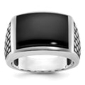 14kw w/ Black RH IBGoodman Men's Polished & Textured Onyx Ring